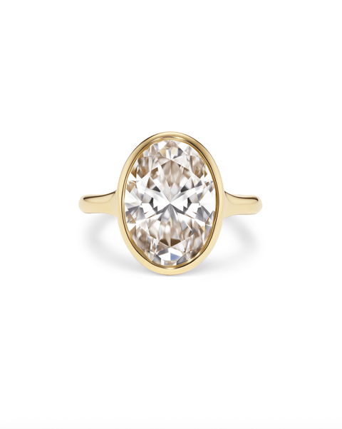 bezel engagement ring setting in 14k yellow gold oval diamond