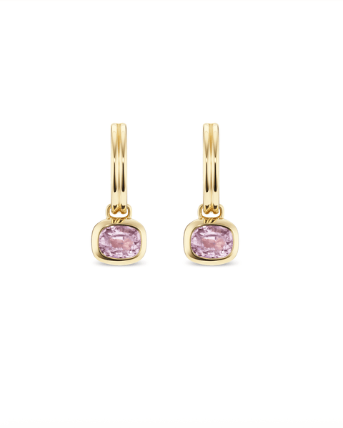 lavender spinel earrings in 14k gold drop style