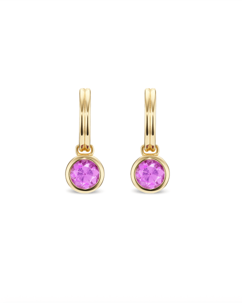 pink sapphire earrings in 14k gold drop style