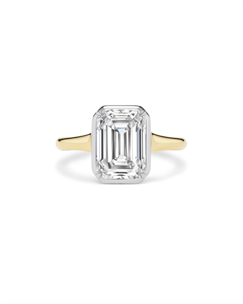 Hana engagement ring setting in platinum and 14K gold front view