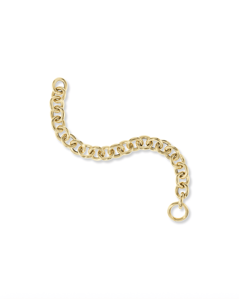 gold link bracelet on wrist minimalist design