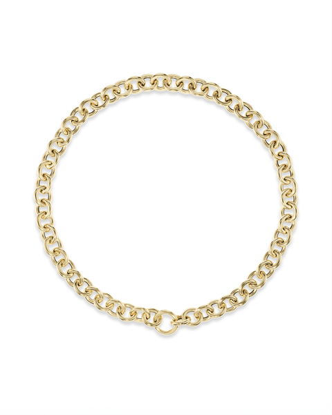 gold chain necklace in 14k yellow gold rounded link design