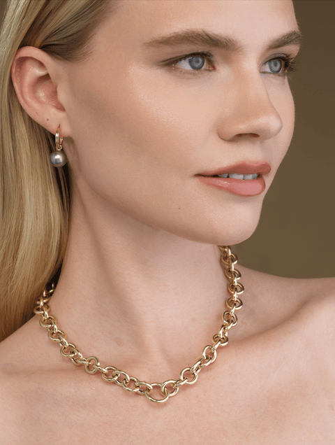 everyday gold chain necklace styled on neck