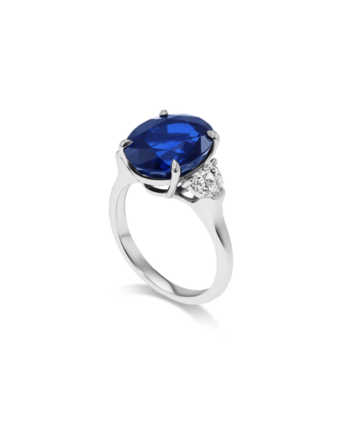 7.35ct sapphire diamond engagement ring side view platinum