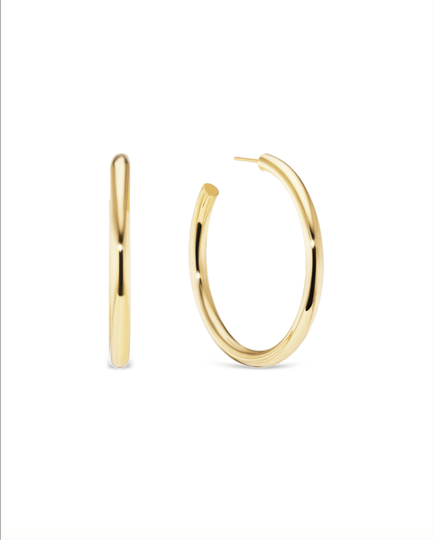 medium gold hoop earrings lightweight hollow design