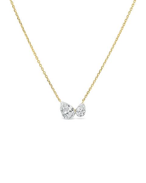 Marah necklace featuring two pear-shaped lab-grown diamonds on a delicate 14K yellow gold chain